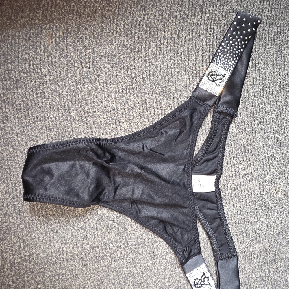Victoria's Secret Black and Silver Thong